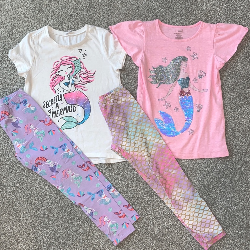 Two Mermaid shirts and two Mermaid leggings M/8